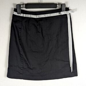 Skirtology 8P Black Cotton Stretch Waist Tie Casual Mini Skirt Women Spandex